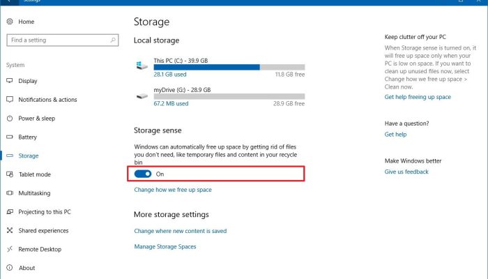 Mengelola Disk Menggunakan Fitur Storage Sense Windows 10