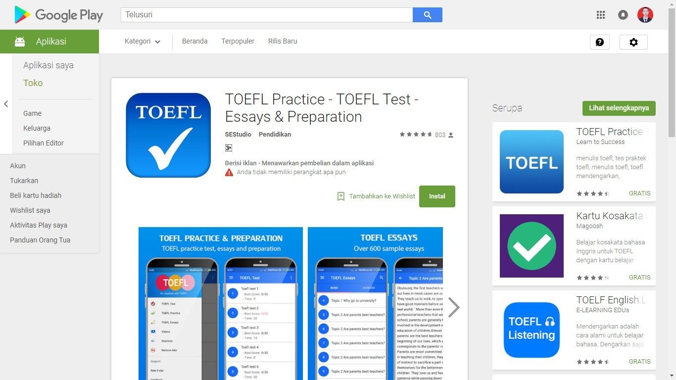 7 Aplikasi Latihan Les TOEFL Terbaik di HP Android